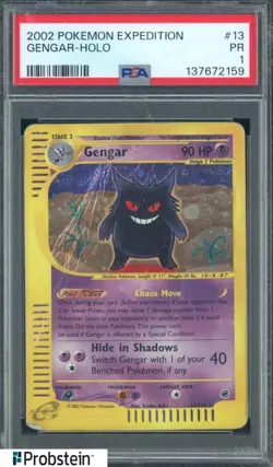 2002 Pokemon Expedition #13 Gengar Holo PSA 1 - Image 1