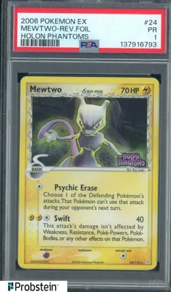 2006 Pokemon Ex Holon Phantoms #24 Mewtwo Reverse Foil PSA 1 - Image 1