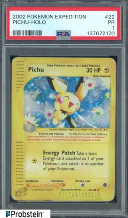 2002 Pokemon Expedition #22 Pichu Holo PSA 1 - Image 1