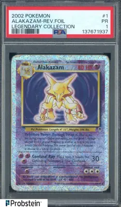 2002 Pokemon Legendary Collection #1 Alakazam Reverse Holo Foil PSA 1 - Image 1