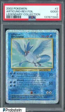 2002 Pokemon Legendary Collection #2 Articuno Reverse Holo Foil PSA 2 - Image 1