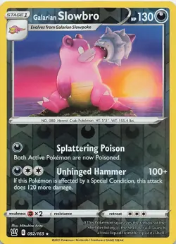 Galarian Slowbro 092/163 Battle Styles Pokemon Reverse Holo LP - Image 1