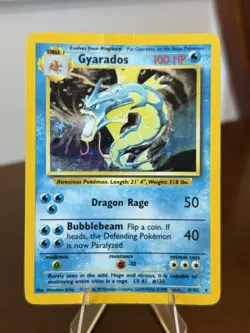Pokemon TCG Base Set Gyarados 6/102 Holo Rare HP/DMG - Image 1