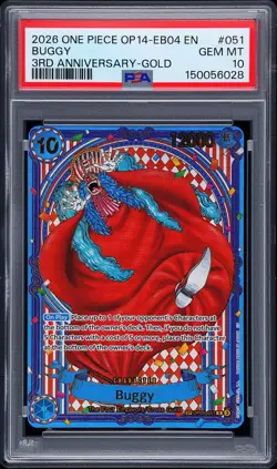 Buggy SP GOLD - OP09-051 PSA 10 The Azure Sea's Seven R One Piece - GEM MT - Image 2