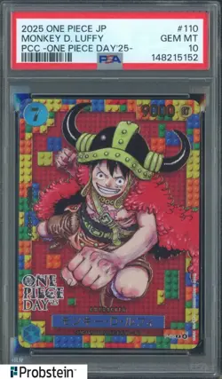2025 One Piece JPN PCC One Piece Day '25 #110 Monkey D. Luffy PSA 10 GEM MINT - Image 1