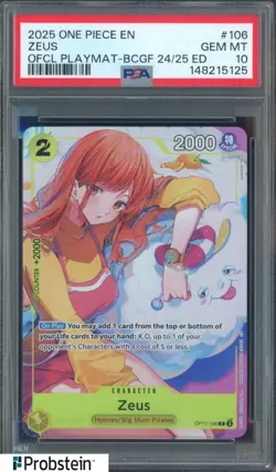 2025 One Piece JPN Ofcl Playmet Set BCGF 24/25 #106 Zeus PSA 10 GEM MINT - Image 1