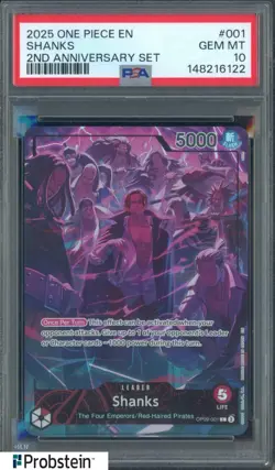 2025 One Piece EN 2nd Anniversary Set #001 Shanks PSA 10 GEM MINT - Image 1