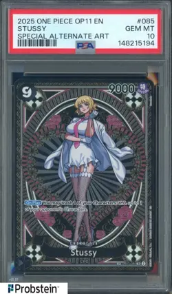 #2 2025 One Piece OP11 EN Special Alternate Art #085 Stussy PSA 10 GEM MINT - Image 1