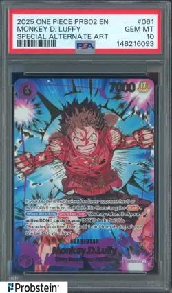 2025 One Piece PRB02 EN #061 Monkey.D.Luffy Special Alternate Art PSA 10 - Image 1