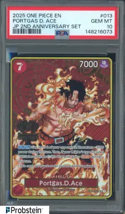 2025 One Piece EN JP 2nd Anniversary Set #013 Portgas D Ace PSA 10 GEM MINT - Image 1