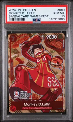 PSA 10 BANDAI CARD GAMES FEST #080 MONKEY D. LUFFY OP TCG 2024 - Image 1