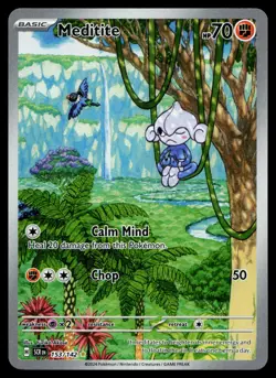 Meditite 153/142 Stellar Crown Illustration Rare Holo Pokemon Card - Image 1