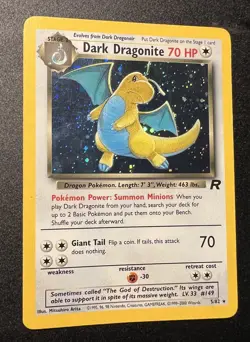 Dark Dragonite 5/82 Holo Rare Team Rocket Pokemon Card WOTC Vintage LP/MP - Image 1