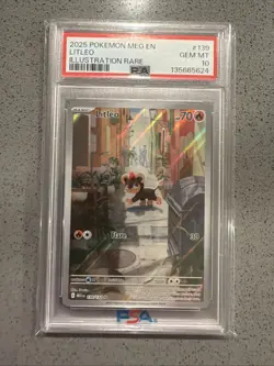 Pokemon TCG Litleo IR 139/132 Illustration Rare Pokemon Card PSA 10 - Image 1