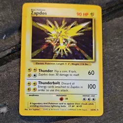 Zapdos Base Set Holo Rare 16/102 90 HP English 1999 Wizards Pokemon Card - Image 1