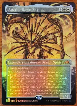 MTG Ao, the Dawn Sky (Borderless Foil) Kamigawa: Neon Dynasty 406 NM - Image 1