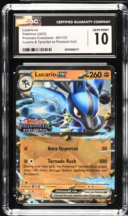 CGC 10 GEM MINT Lucario ex 051/131 Stamp Prismatic Evolutions Premium Collection - Image 1