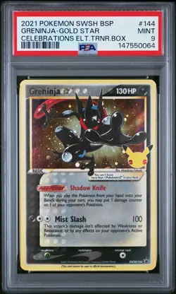 Greninja-Gold Star Pokemon Swsh Black Star Promo 144 NM PSA 9 - Image 1