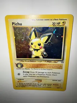 Pokemon Pichu SWIRL 12/111 Neo Genesis Holo Unlimited Basic 2000 English LP-MP - Image 2