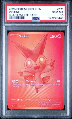 2025 POKEMON BLK EN-BLACK BOLT BLACK WHITE RARE #171 VICTINI PSA 10 - Image 1