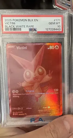 2025 POKEMON BLK EN-BLACK BOLT BLACK WHITE RARE #171 VICTINI PSA 10 - Image 3