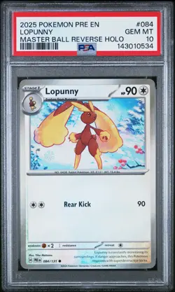 2025 Pokemon Lopunny #084 Prismatic Evolutions Master Ball RH PSA 10 - Image 1