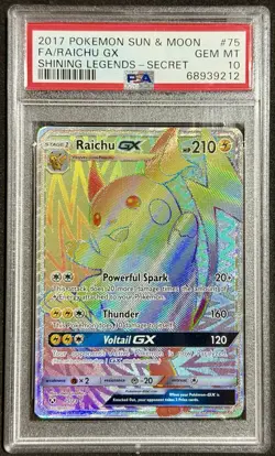 POKEMON SHINING LEGENDS RAICHU GX #75 SECRET RARE HOLO PSA 10 GEM MINT - Image 1