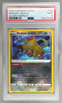9159 Radiant Jirachi 2022 Pokemon Sword & Shield Silver Tempest #120/195 PSA 9 - Image 1