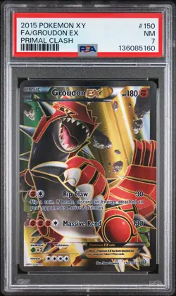 2015 POKEMON XY PRIMAL CLASH #150 FULL ART/GROUDON EX PSA 7 - Image 1