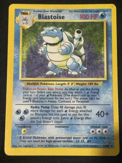 Pokemon Blastoise 2/102 Base Set Holo Rare 100 HP Stage 2 English - Image 1