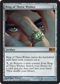 Moderate Play, English MTG Regular Ring of Three Wishes Magic 2014 Magic the Gat - Image 1