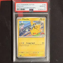 Pokemon 2024 Pikachu 190 Promo Sv Scarlet & Violet World Champs PSA 10 EN - Image 1