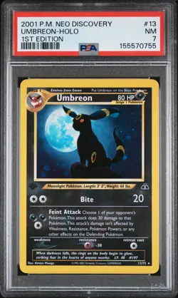 2001 POKEMON NEO DISCOVERY 1ST EDITION #13 UMBREON-HOLO PSA 7 - Image 1