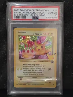 Pokemon Birthday Pikachu 24/53 Celebrations Classic Collection Holo PSA 10 - Image 1