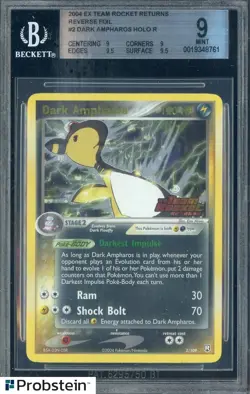 2004 Pokemon EX Team Rocket Returns Reverse Foil #2 Dark Ampharos Holo BGS 9 - Image 1