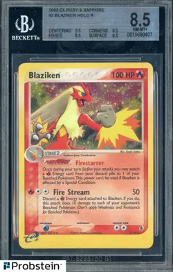 2003 Pokemon EX Ruby & Sapphire #3 Blaziken Holo Rare BGS 8.5 NM-MT+ - Image 1