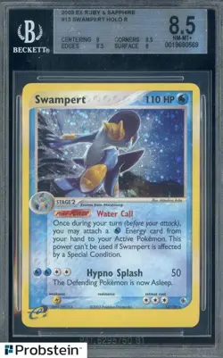 2003 Pokemon EX Ruby & Sapphire #13 Swampert Holo Rare BGS 8.5 NM-MT+ - Image 1