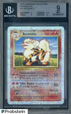 2002 Pokemon Legendary Collection Reverse Foil #36 Arcanine BGS 9 MINT - Image 1