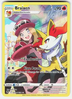 Braixen TG01/TG30 Holo Silver Tempest Trainer Gallery Pokemon Holo NM - Image 2
