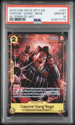 2025 ONE PIECE OP11-A FIST OF DIVINE SPEED #101 CAPONE "GANG" BEGE PSA 10 - Image 1