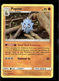 Pokemon Pupitar 116/214 Lost Thunder Non Holo Uncommon 2 Card Lot - Image 1