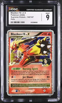CGC 9 MINT Blaziken FB LV.X 2009 Supreme Victors 142/147 Holo Pokemon Card - Image 1