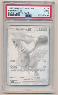 2025 POKEMON WHITE FLARE EN BLACK WHITE RARE RESHIRAM EX #173 PSA 9 MINT - Image 1
