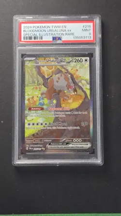 PSA 9 Bloodmoon Ursaluna EX 216/167 Twilight Masquerade Pokemon 2024 - Image 1