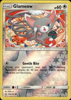 Pokemon Reverse Holo Glameow SM - Ultra Prism 108/156 LP - Image 1
