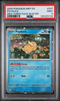 PSYDUCK #007 PSA 9 • 2025 Pokemon MEP EN Meg Three Pack Blister MINT - Image 1