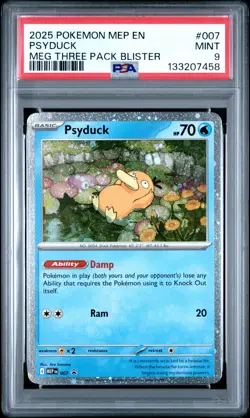 2025 POKEMON MEP EN-ME BLACK STAR PROMO #007 PSYDUCK PSA 9 - Image 1