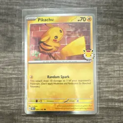 Pokemon Pikachu Basic 70HP Random Spark TEF Stamped 051/162 - Image 1