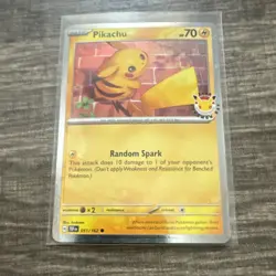 Pokemon Pikachu Basic 70HP Random Spark TEF Stamped 051/162 - Image 3