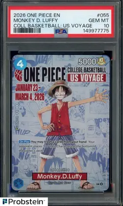 2026 One Piece EN College Basketball US Voyage #055 Monkey D Luffy PSA 10 - Image 1